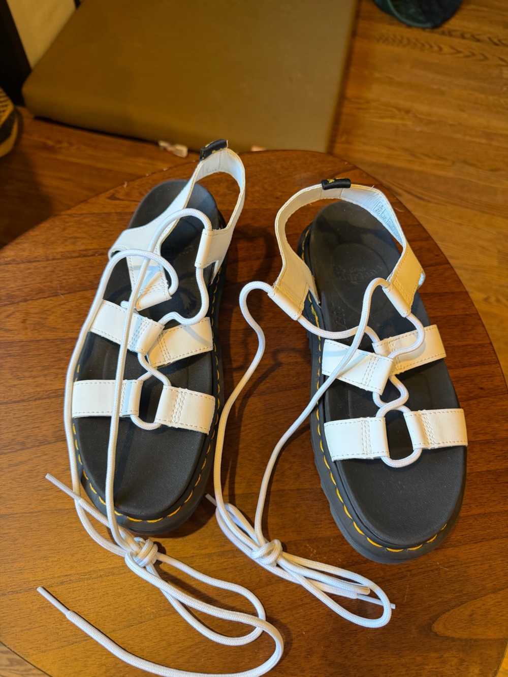 NWOT Dr. Martens White and Black Lace-Up Gladiator Sandals